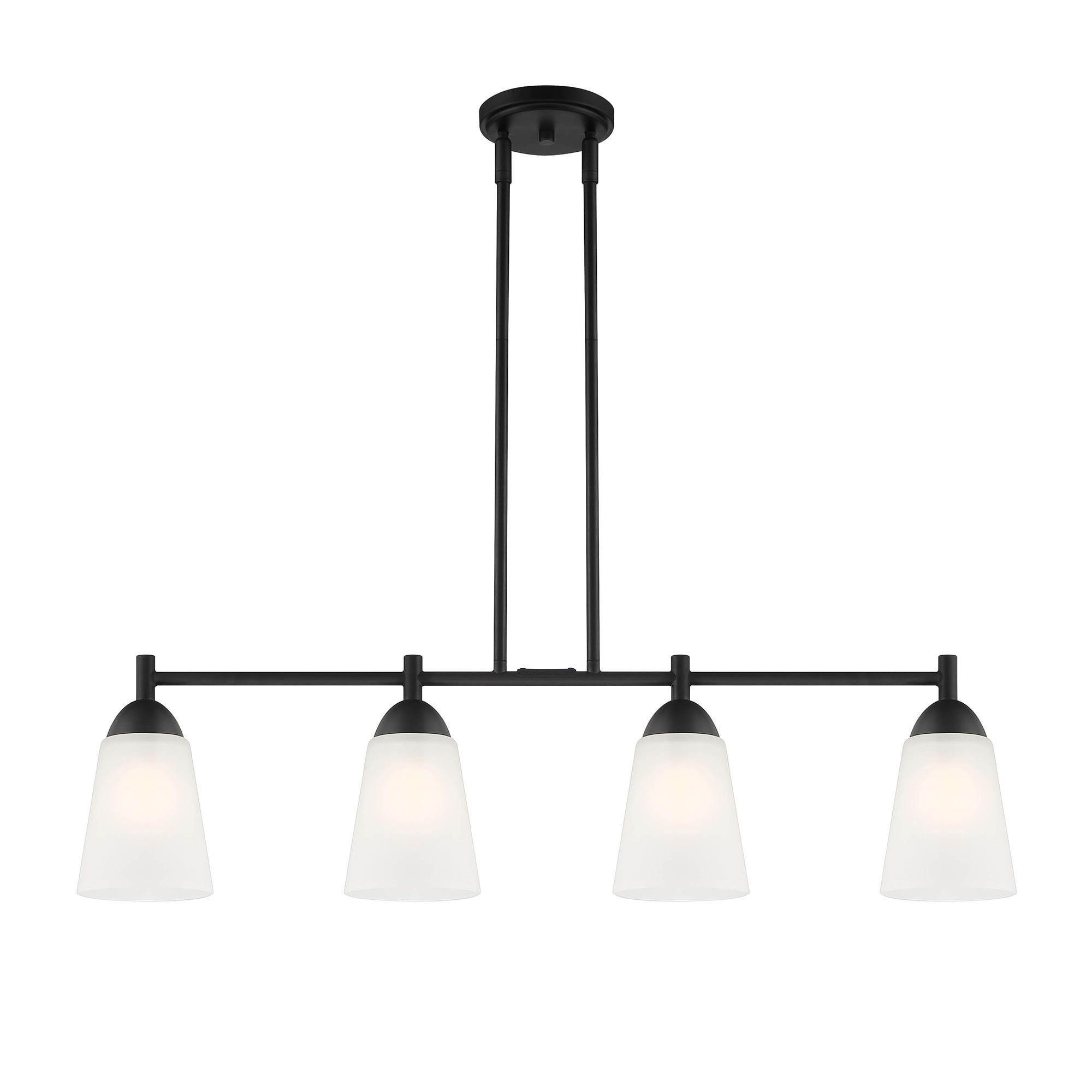 Malone 34" Matte Black Transitional Island Light with Frosted Glass