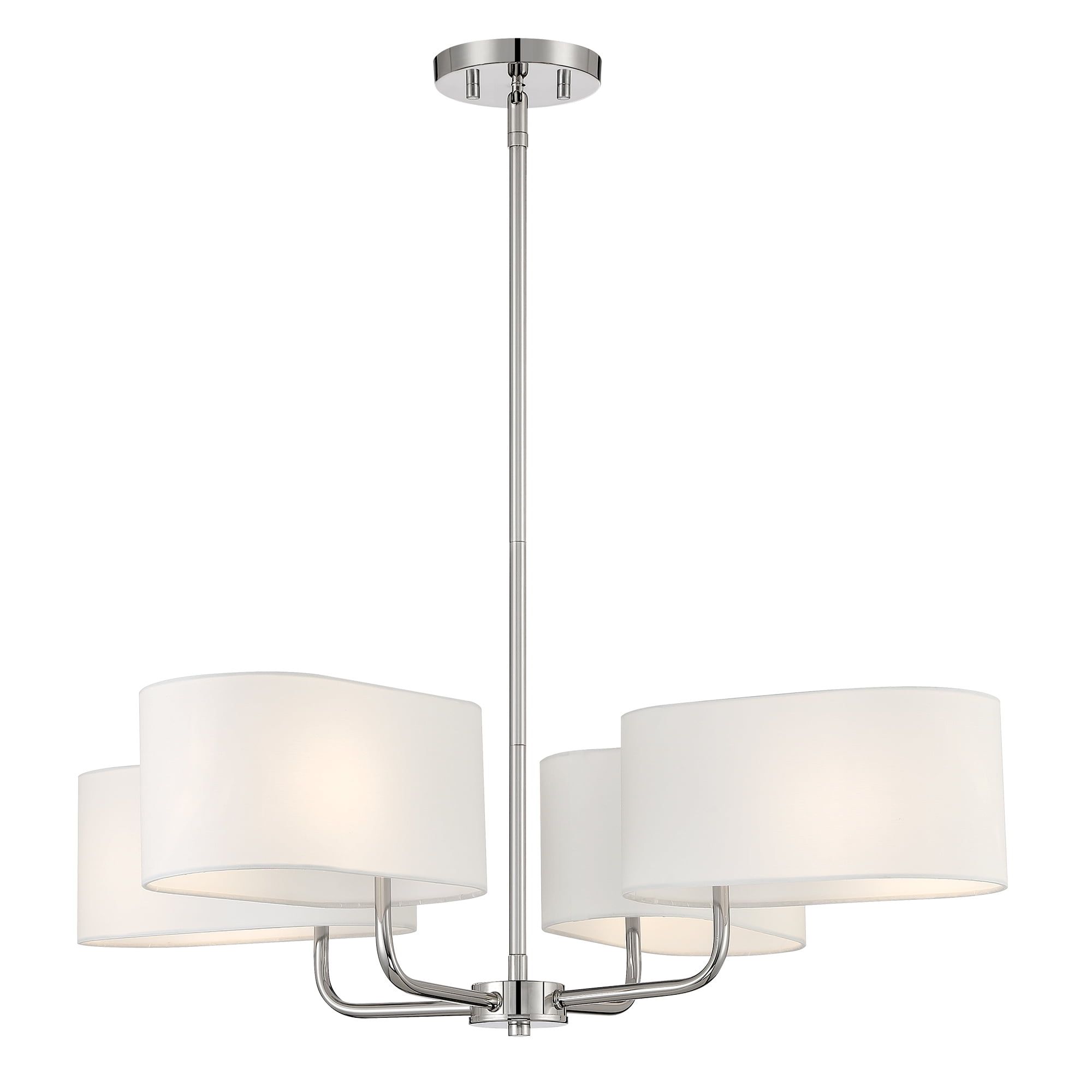 Midtown Polished Nickel 4-Light Chandelier with White Fabric Shade