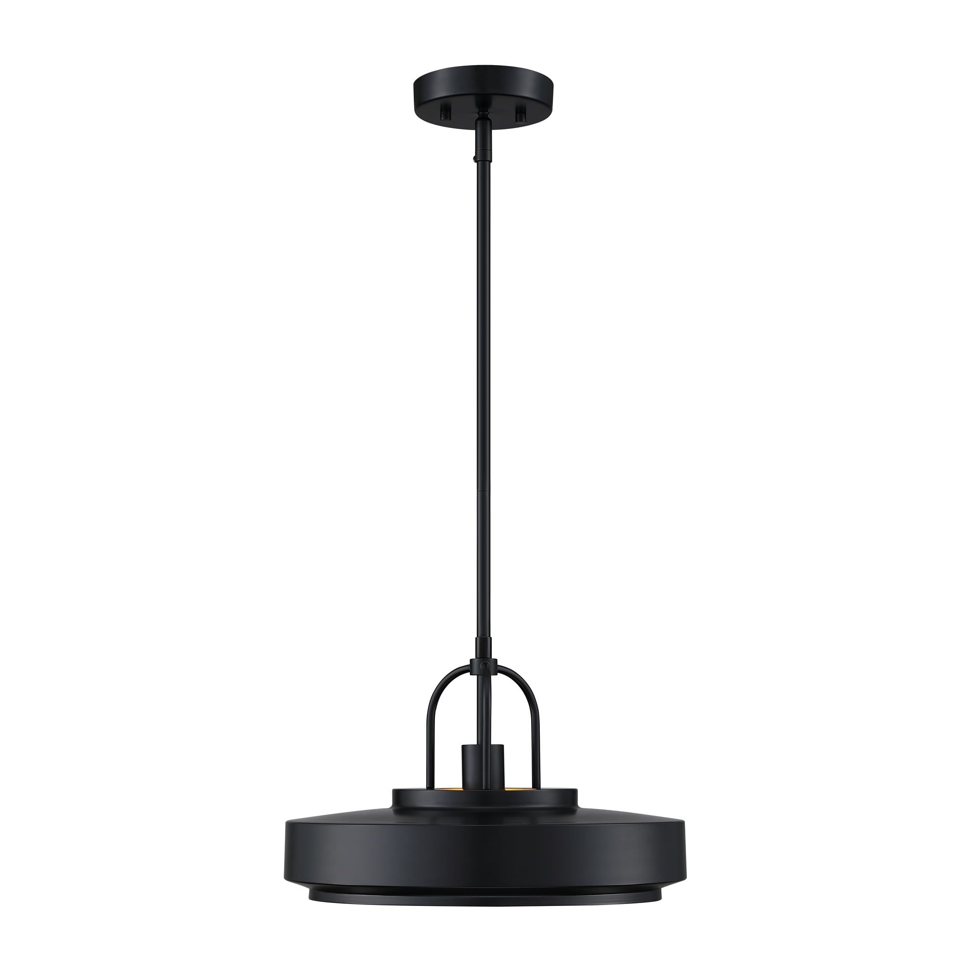 Odea 14" Matte Black Mid-Century Modern Pendant Light with Gold Interior