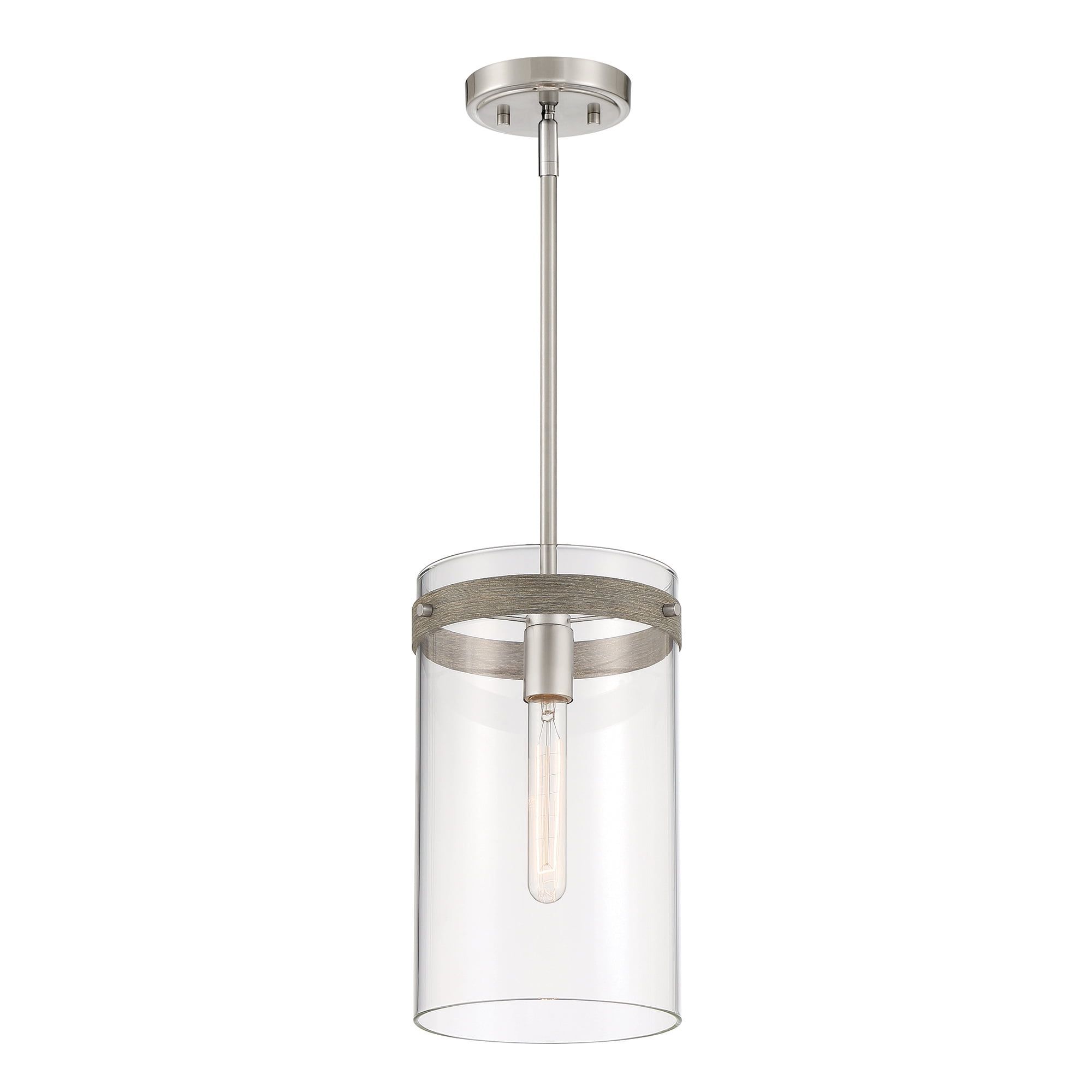 Sleek Reflecta 13.5" Brushed Nickel Pendant with Glass Shade