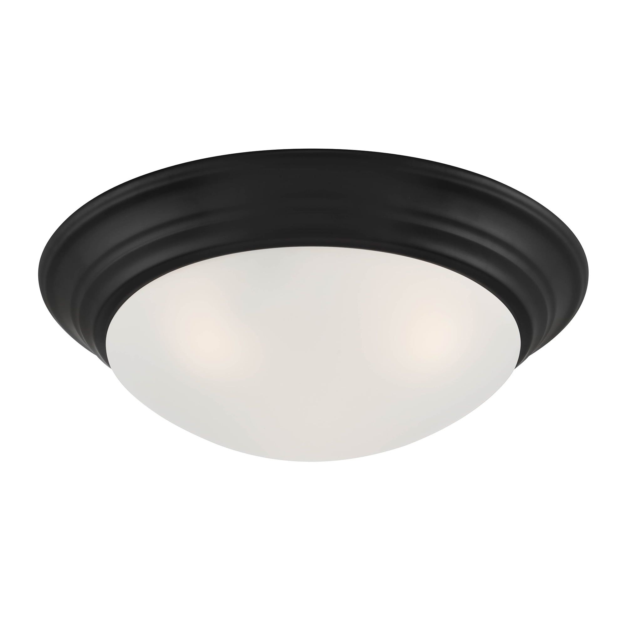 Modern Tap 14" Matte Black Nickel Glass Flush Mount Light