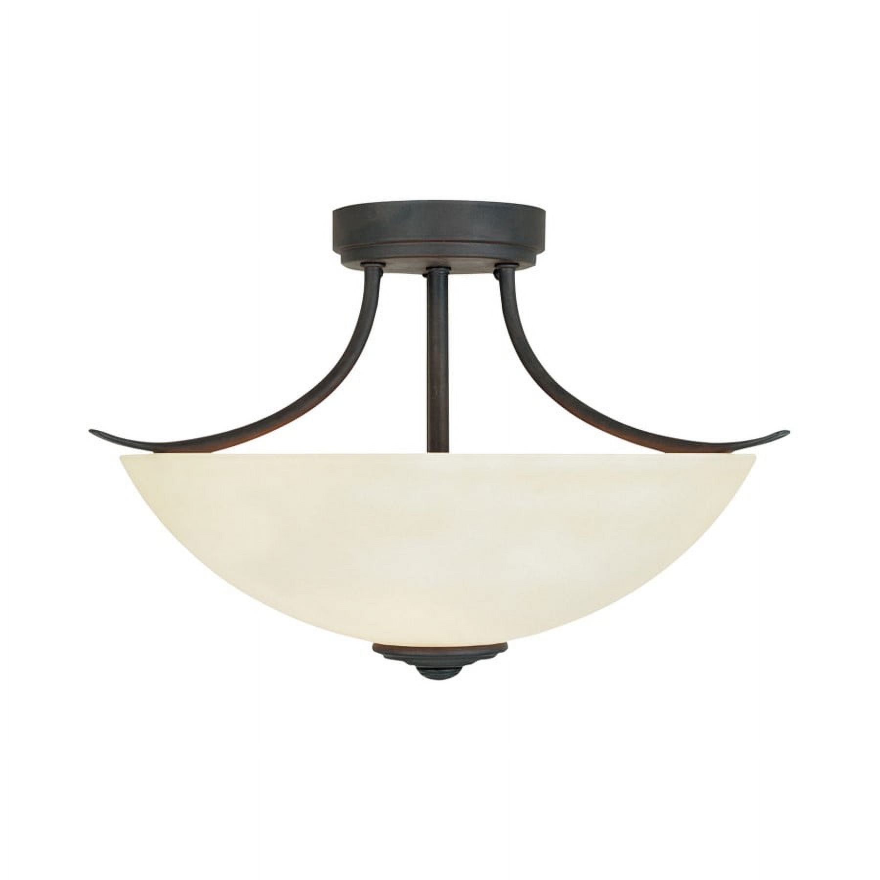 16" Bronze and Satin Bisque Glass Bowl Ceiling Light