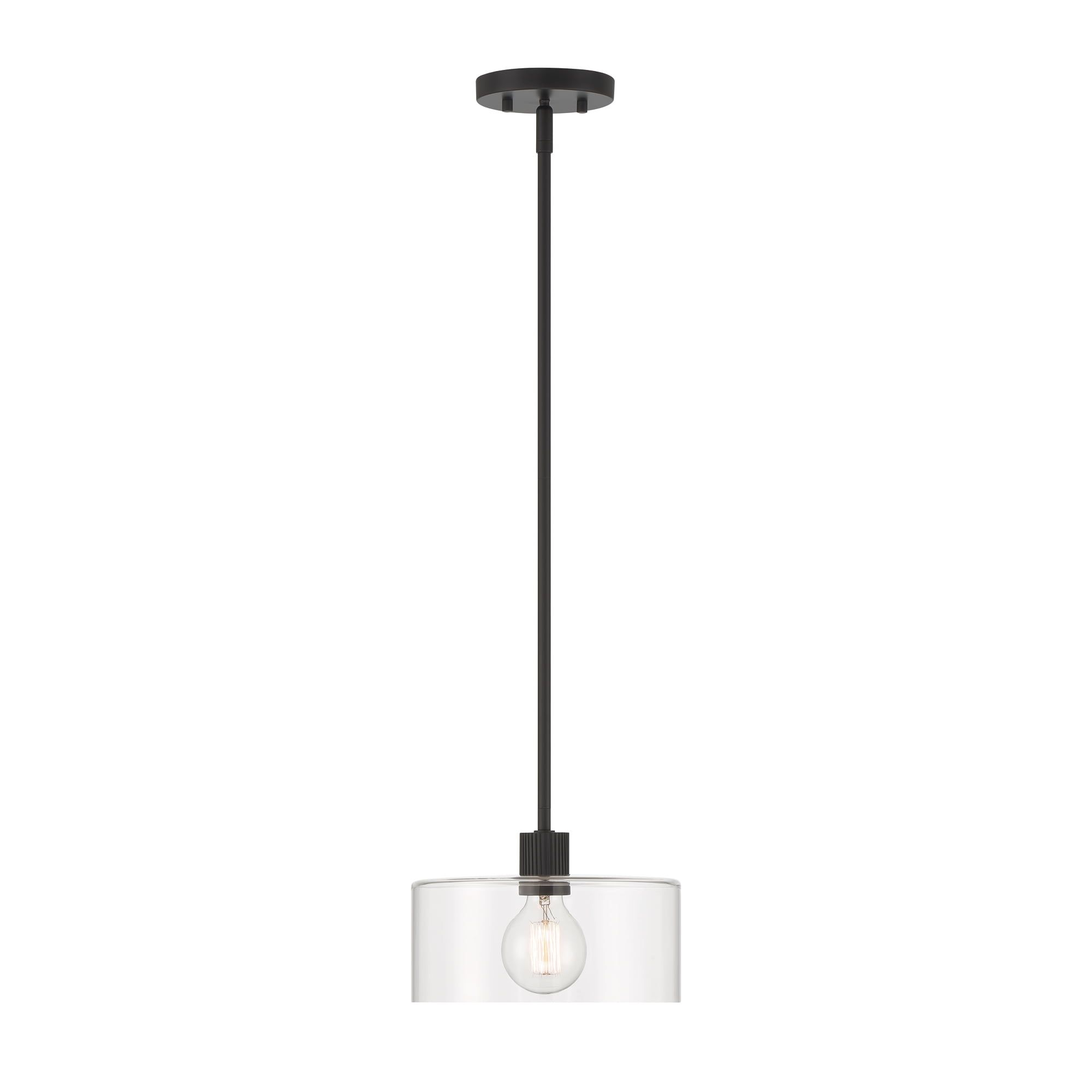 Vibrato Minimalist Matte Black Ribbed Glass Mini Pendant Light