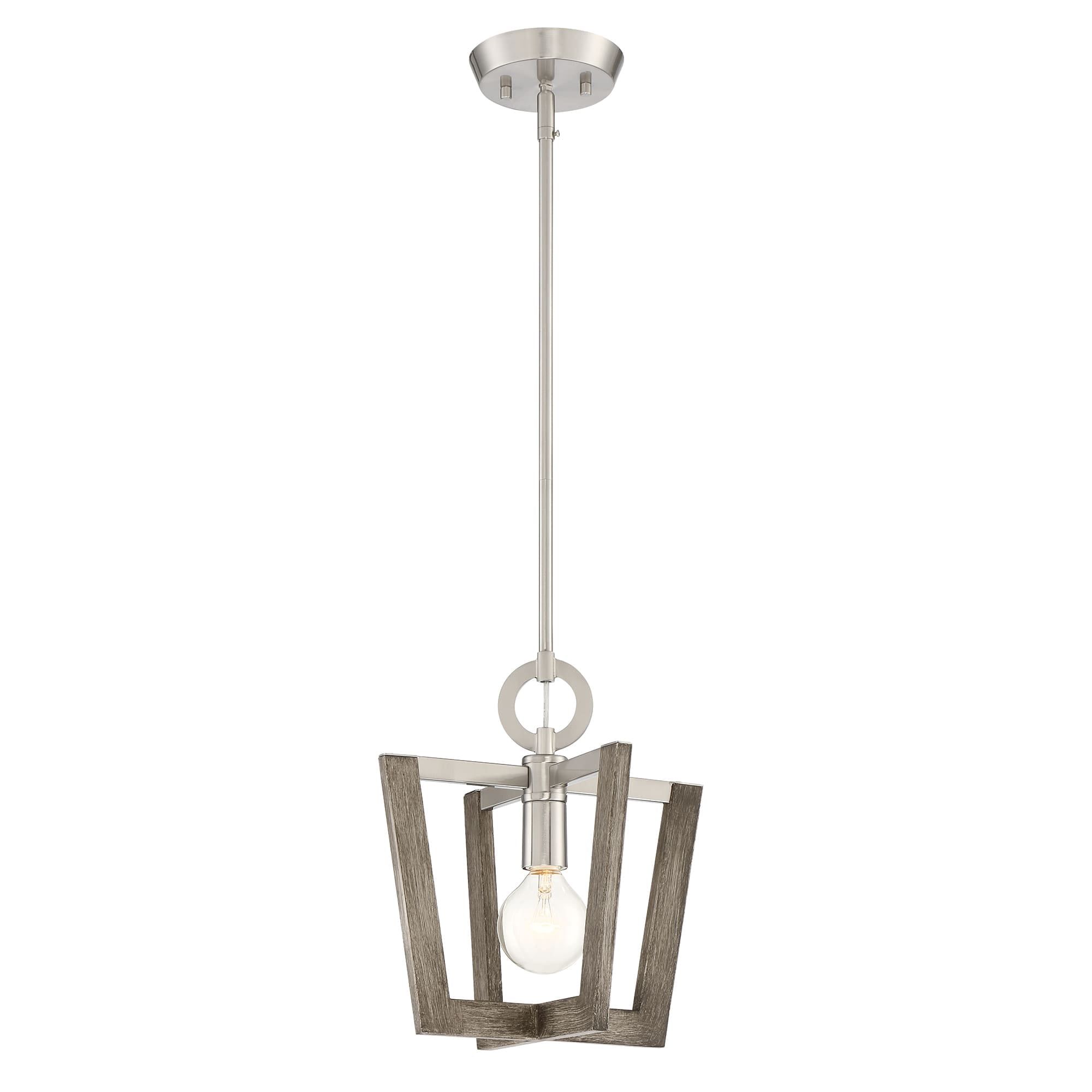 Satin Platinum Mini-Pendant with Urban Slate Wood Finish