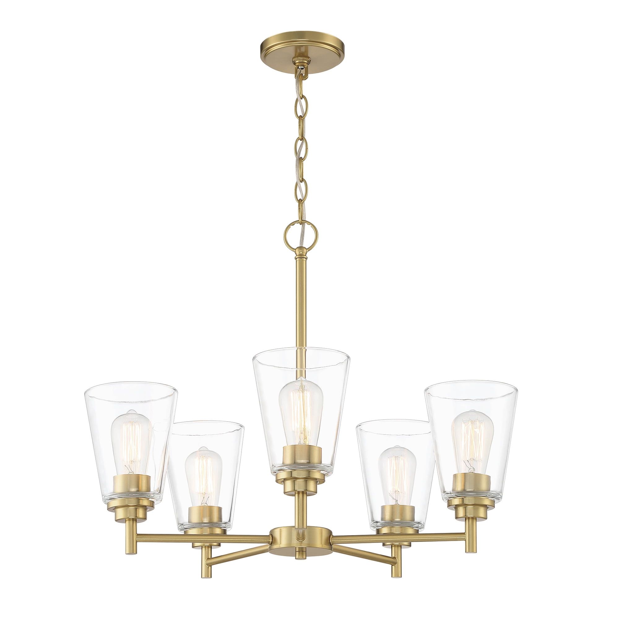 Westin 5-Light Brushed Gold Chandelier with Clear Glass Shades