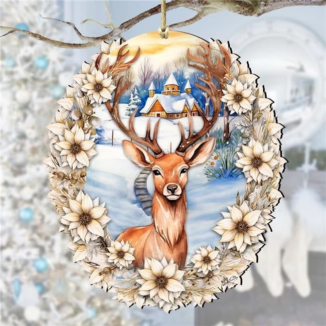 Majestic Forest Deer Handcrafted Wooden Christmas Ornament