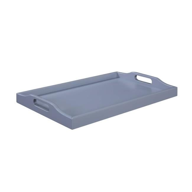 Gray Rubberwood Multi-Functional Serving Tray with Handles