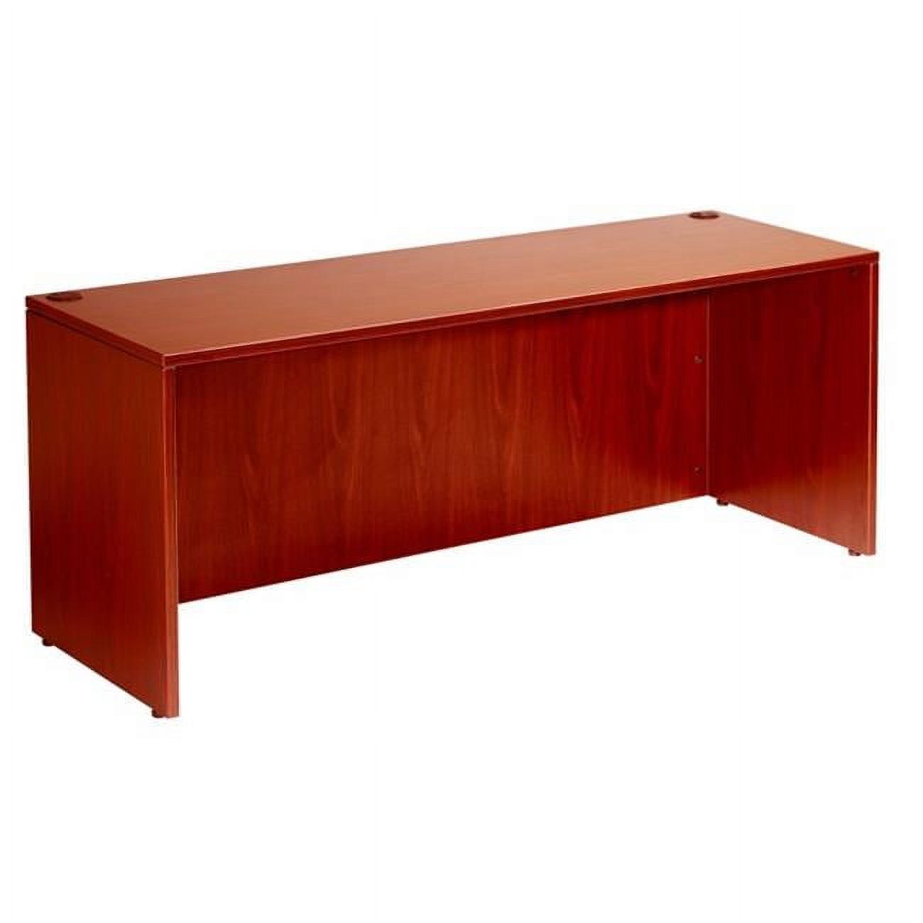 Cherry Laminate Executive Desk with Drawer and Wire Management