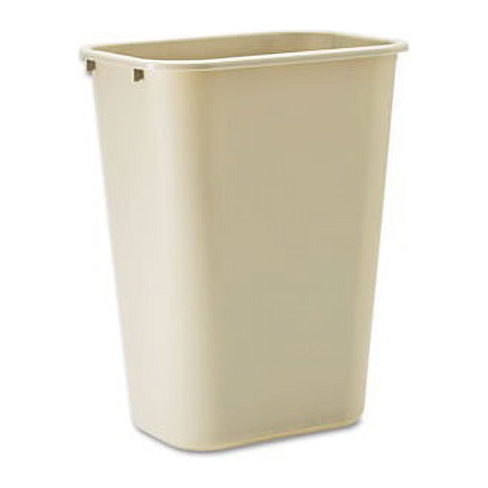 Beige 10.25 Gallon Rectangular Plastic Office Wastebasket