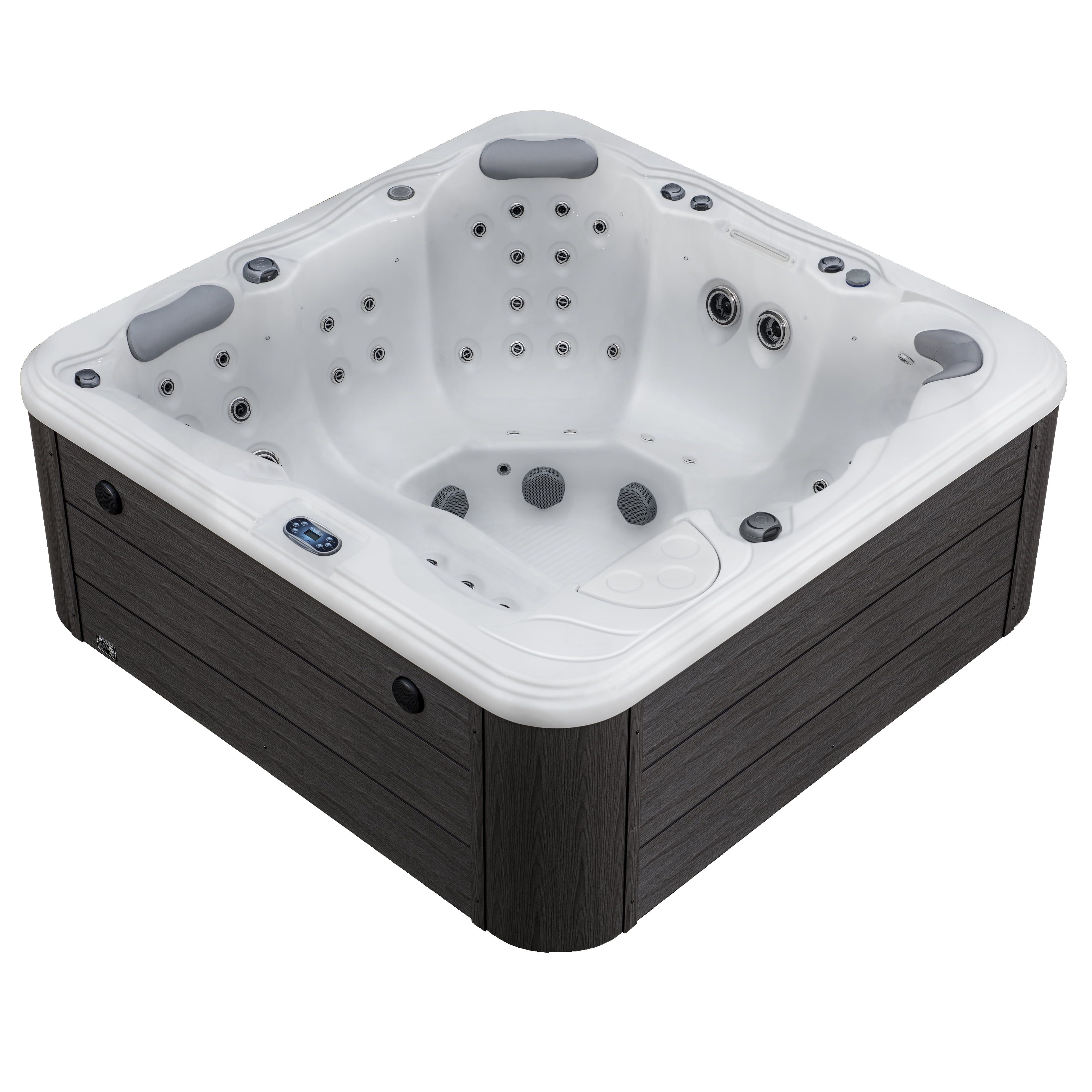 Gloss White and Grey 5-Person Rectangle Electric Hot Tub