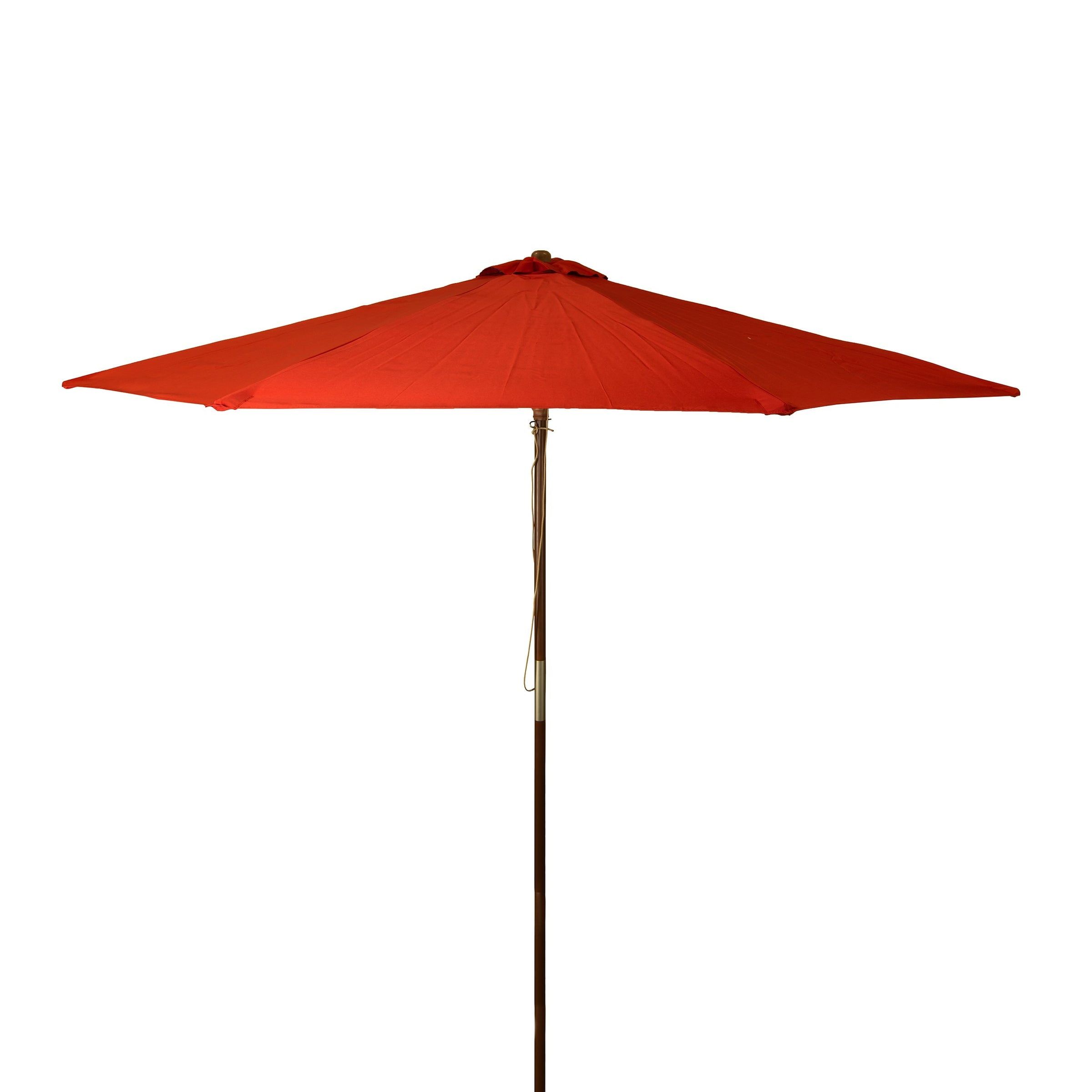 9 ft Burnt Chili Wood Patio Umbrella with Polyester Canopy