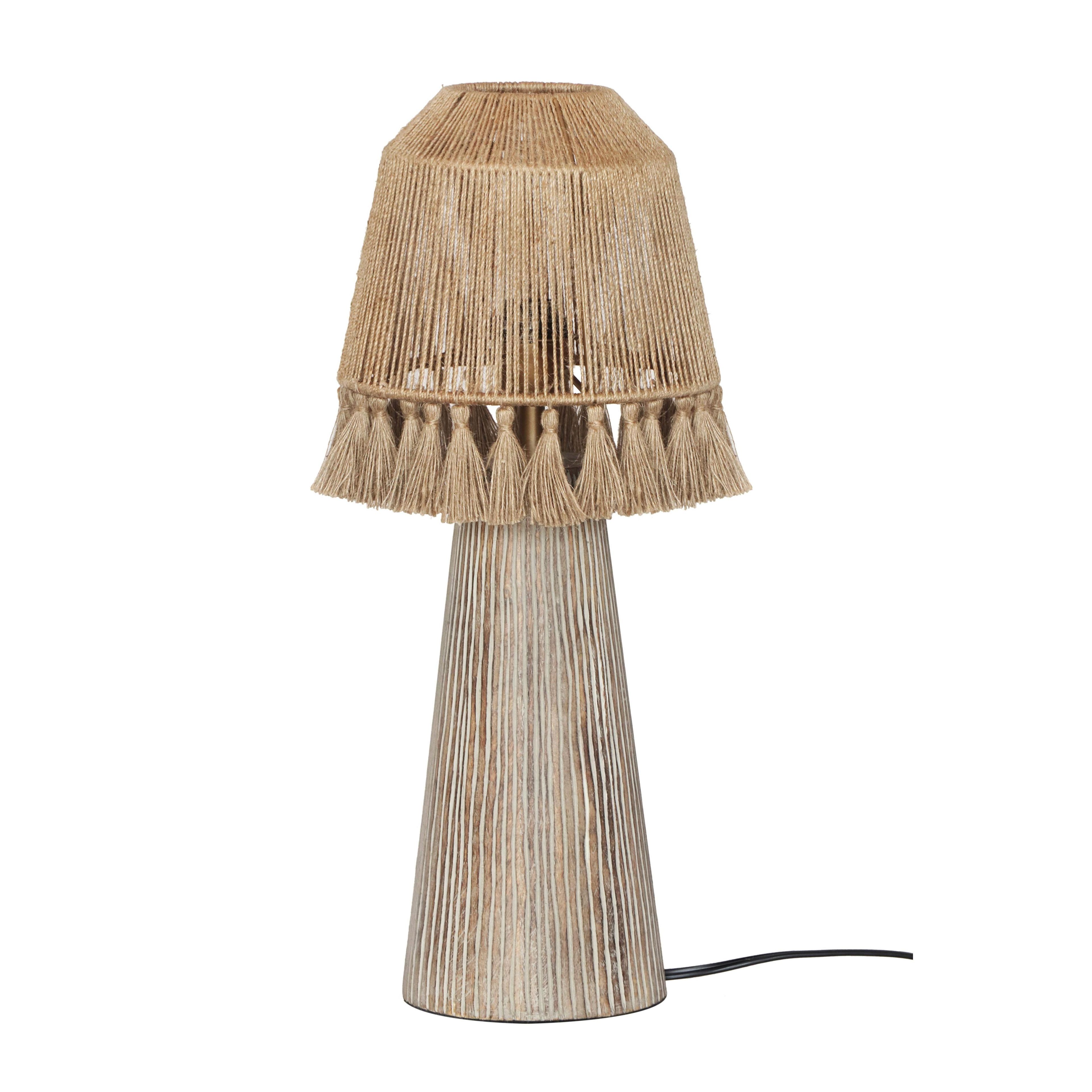 Adjustable Natural Jute and Mango Wood Table Lamp