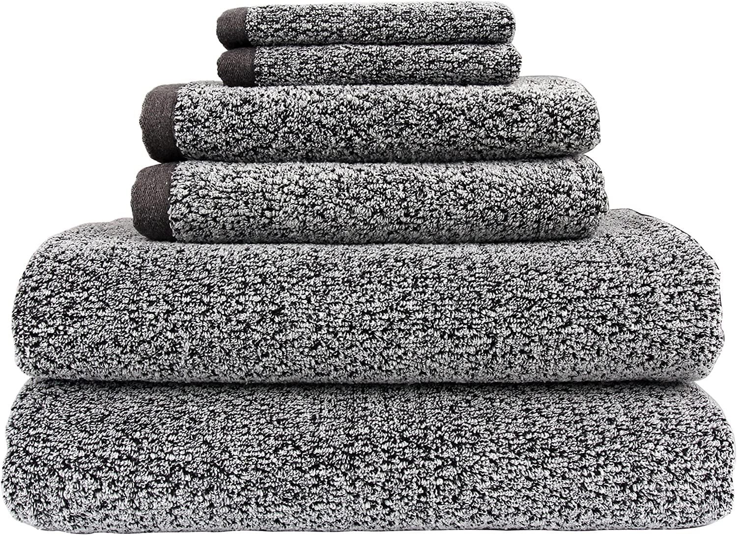 Everplush Grey Oversized Cotton Microfiber 6-Piece Towel Set