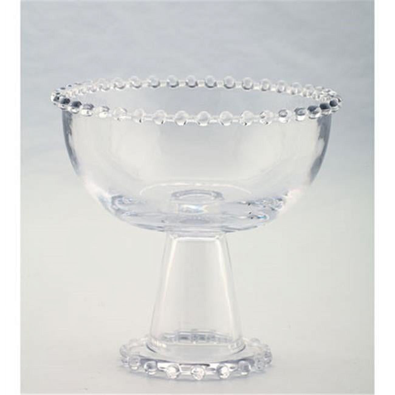 Clear Glass Beaded Pedestal Candy Bowl, 7.5 x 8 in.