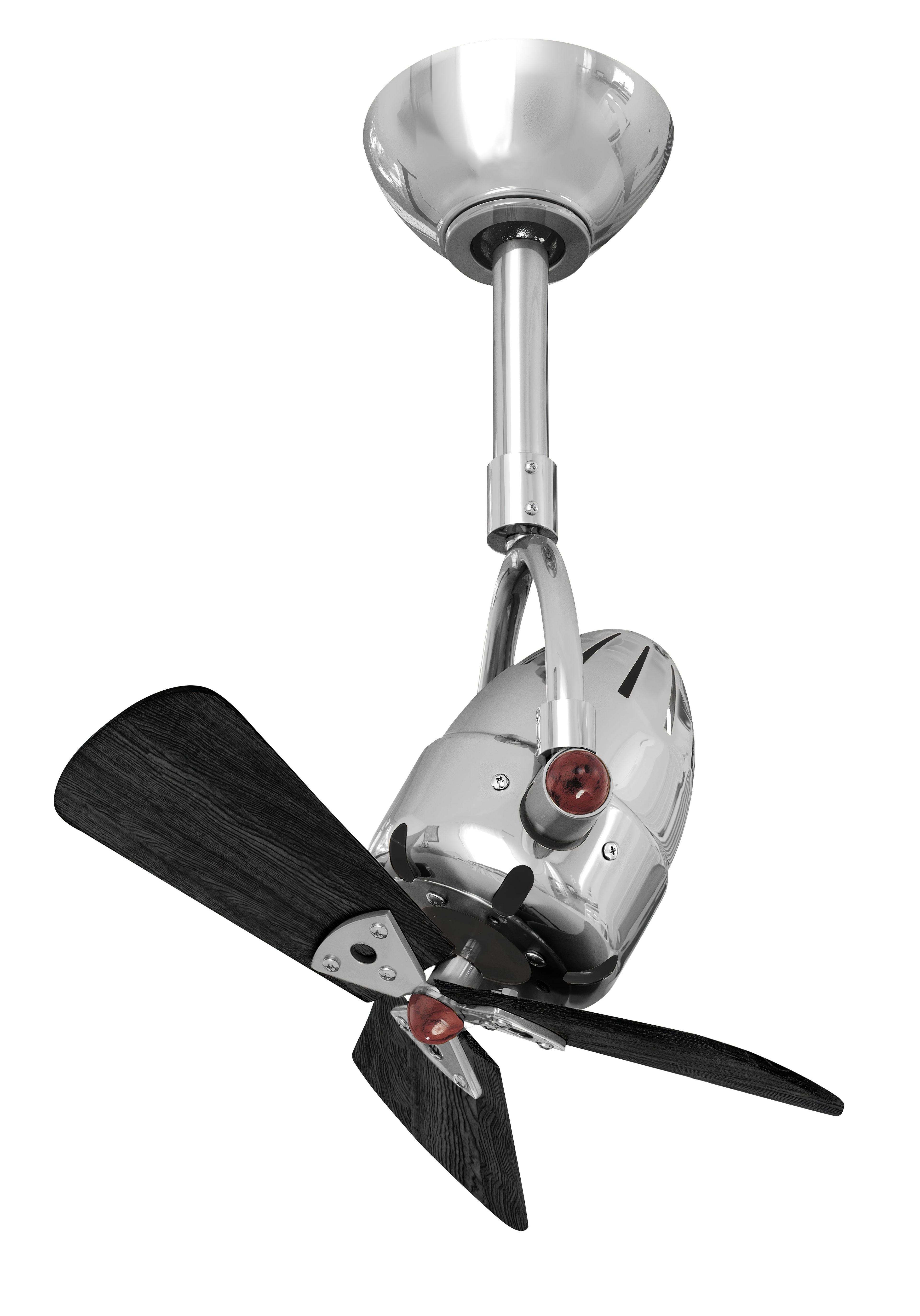 Polished Chrome Low Profile Ceiling Fan with Matte Black Solid Wood Blades