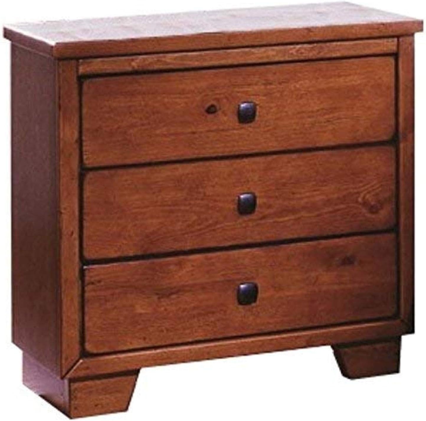 Transitional Cinnamon Pine 3-Drawer Nightstand, 25"W