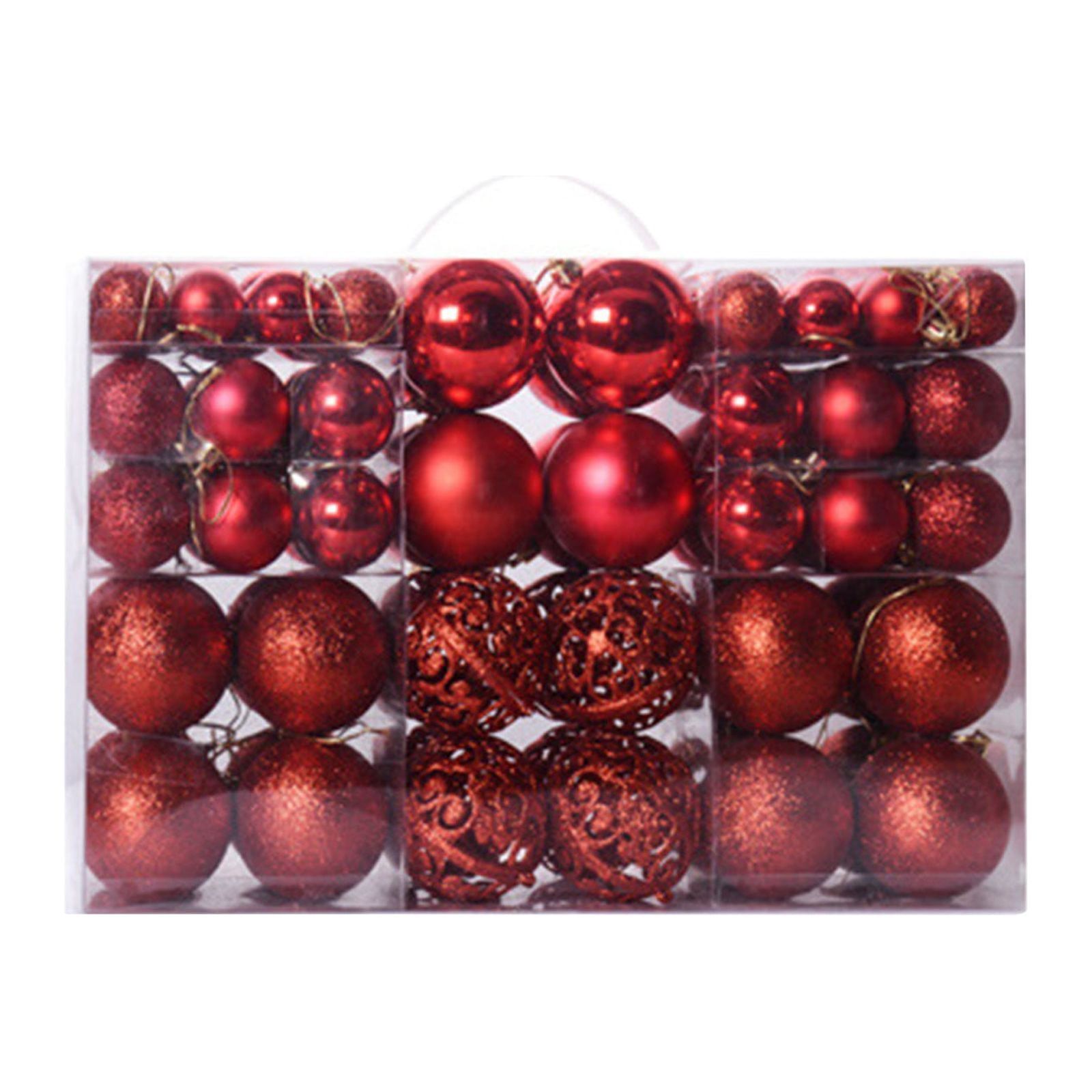 Red Shatterproof Plastic Christmas Ball Ornament Set