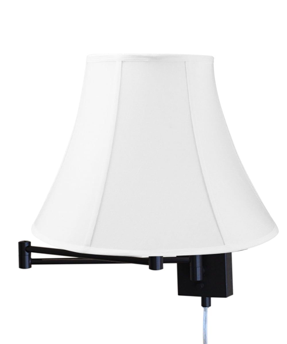 Oil-Rubbed Bronze Swing Arm Wall Lamp with White Shantung Shade