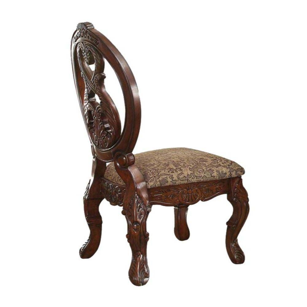 Medallion-Back Cherry Wood Upholstered Side Chair