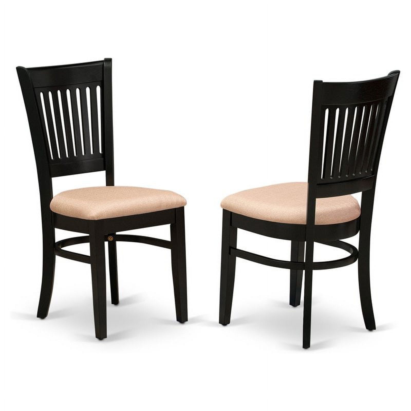 Elegant Slatted Back Black Linen & Wood Dining Chair Set