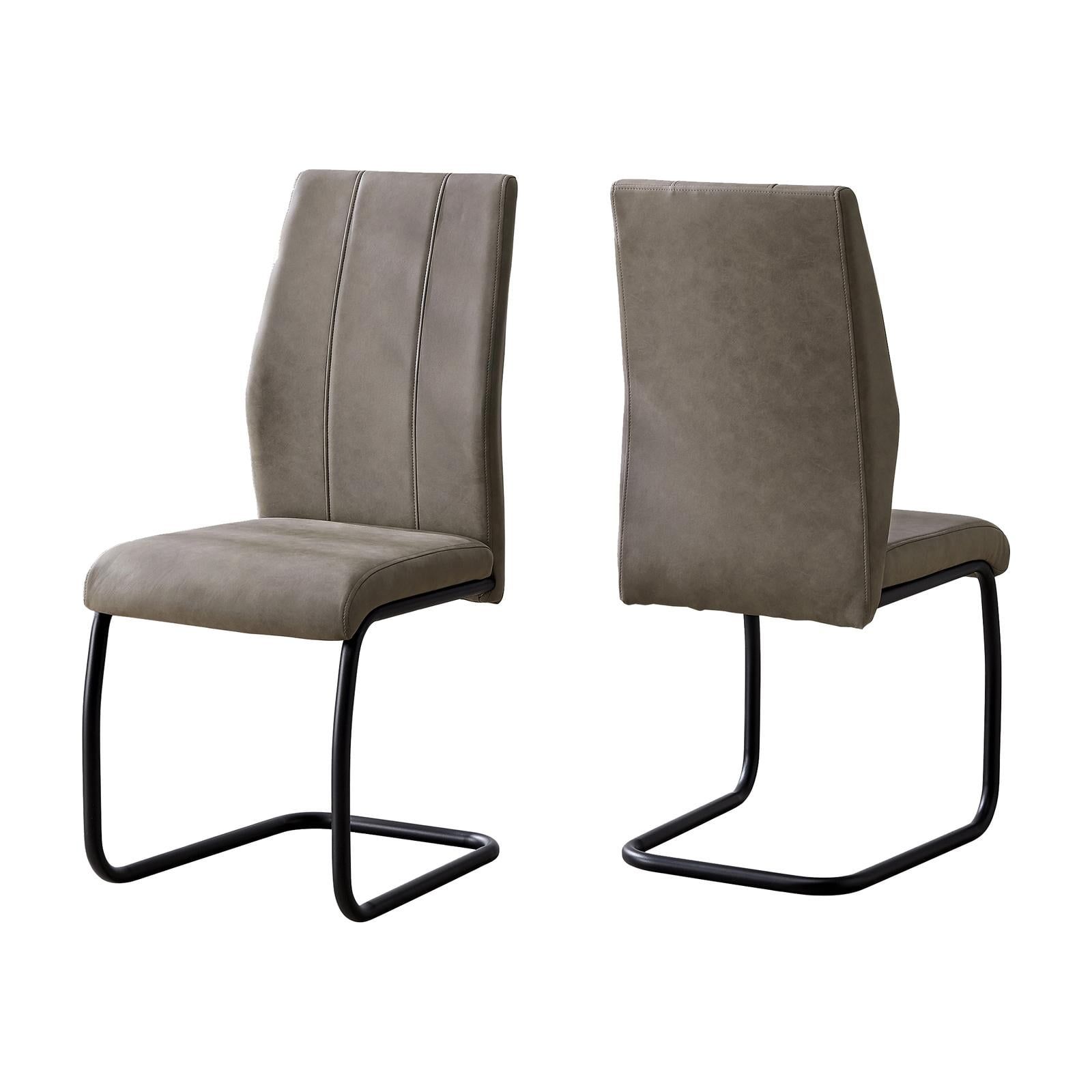 Taupe Faux Leather Upholstered Dining Chair Set with Black Metal Frame