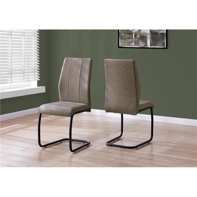 Taupe Faux Leather Upholstered Dining Chair Set with Black Metal Frame