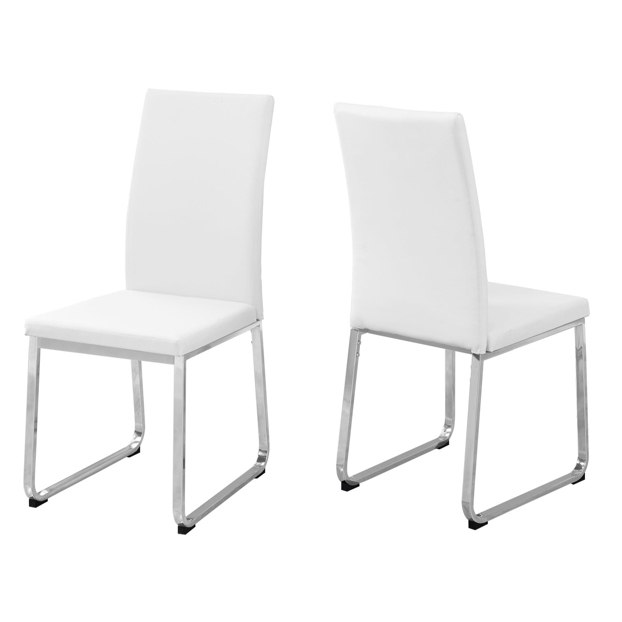 Modern Elegance White Faux Leather Parsons Side Chair with Chrome Legs