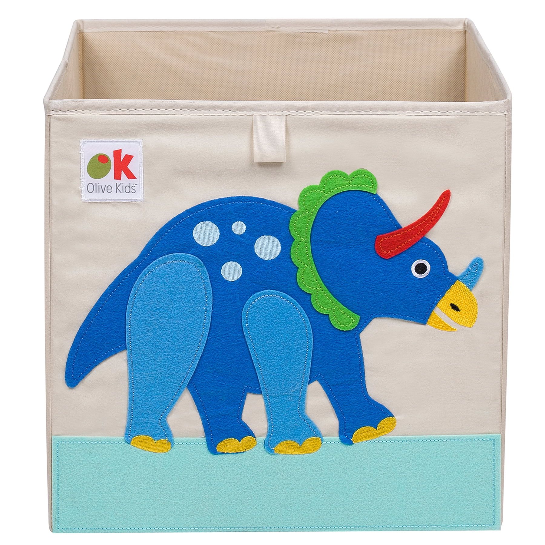 Kids Dinosaur Land 13" White and Blue Storage Cube