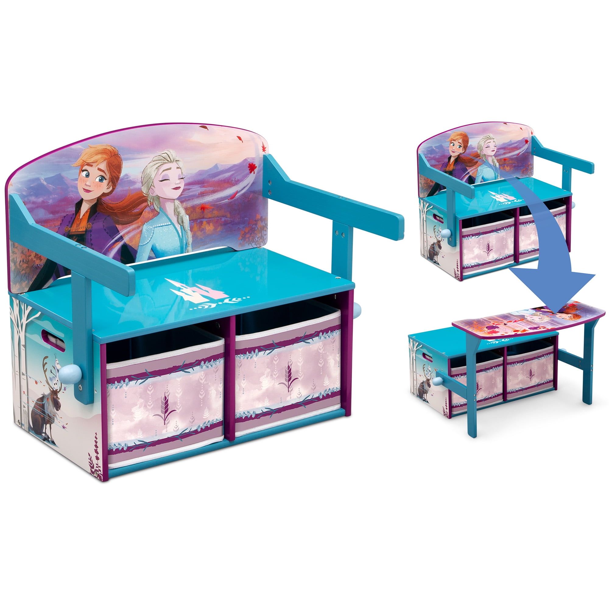 Disney Frozen Blue and Purple Convertible Wooden Activity Bench