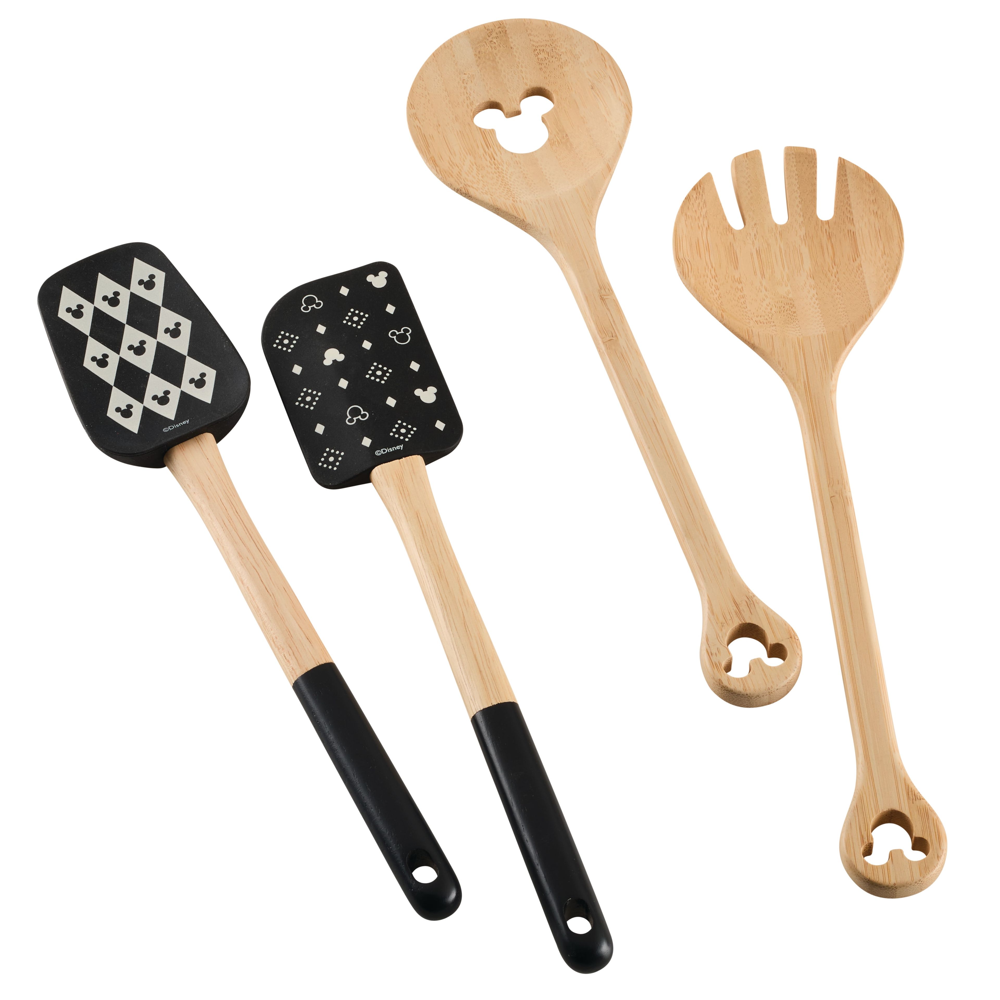 Disney Mickey Mouse Bamboo and Silicone 4-Piece Kitchen Tool Set