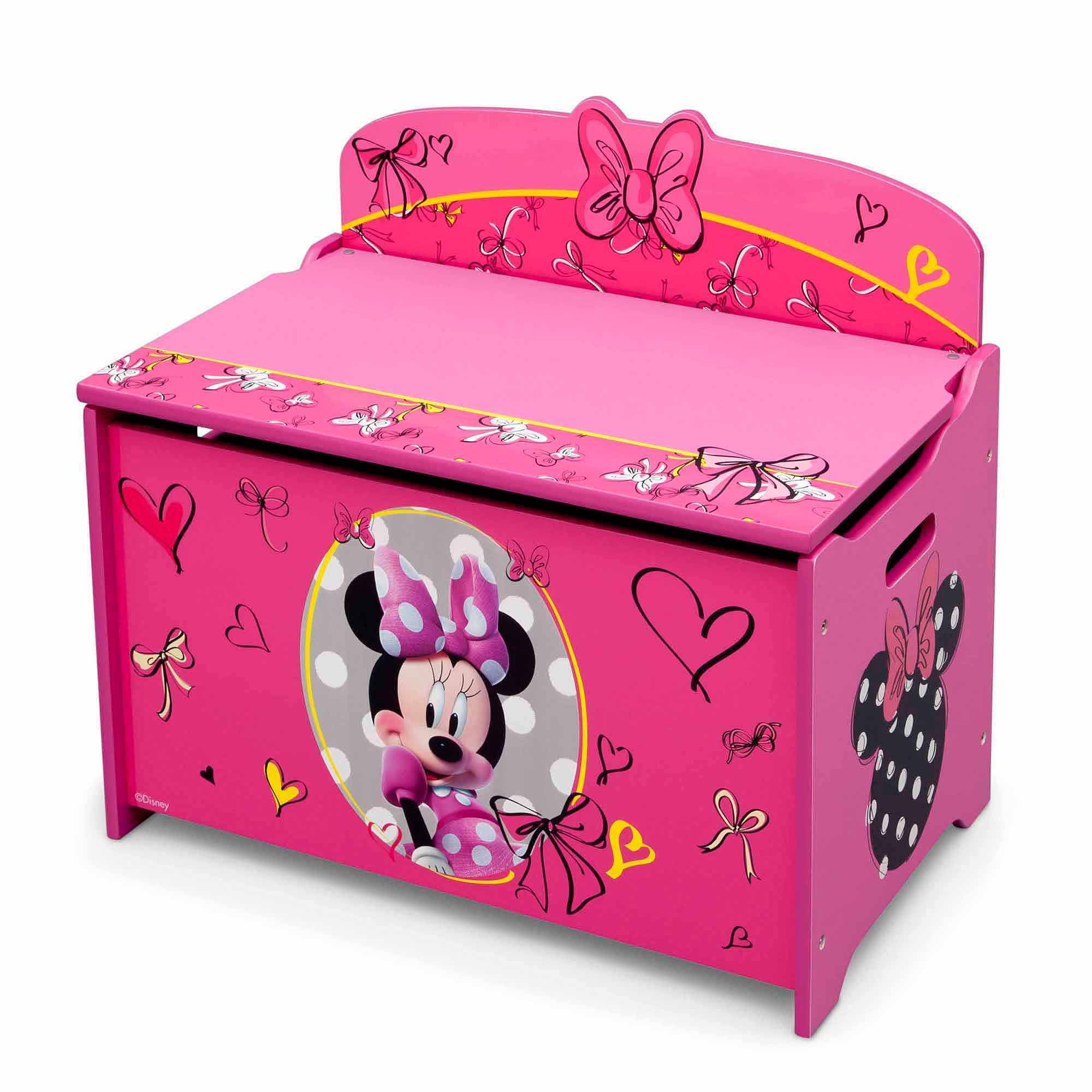 Disney Minnie Mouse Pink Wood Toy Box with Graphics