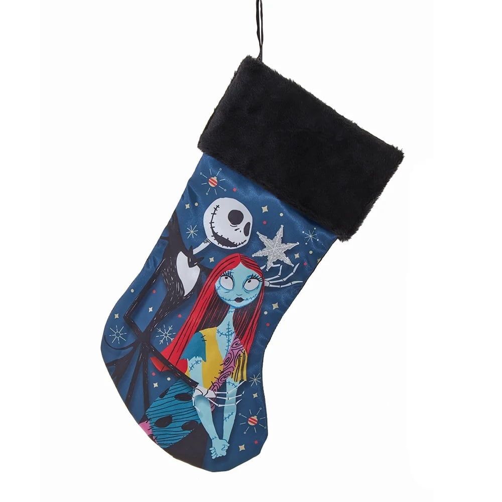 Nightmare Before Christmas Jack & Sally Blue Stocking with Black Cuff