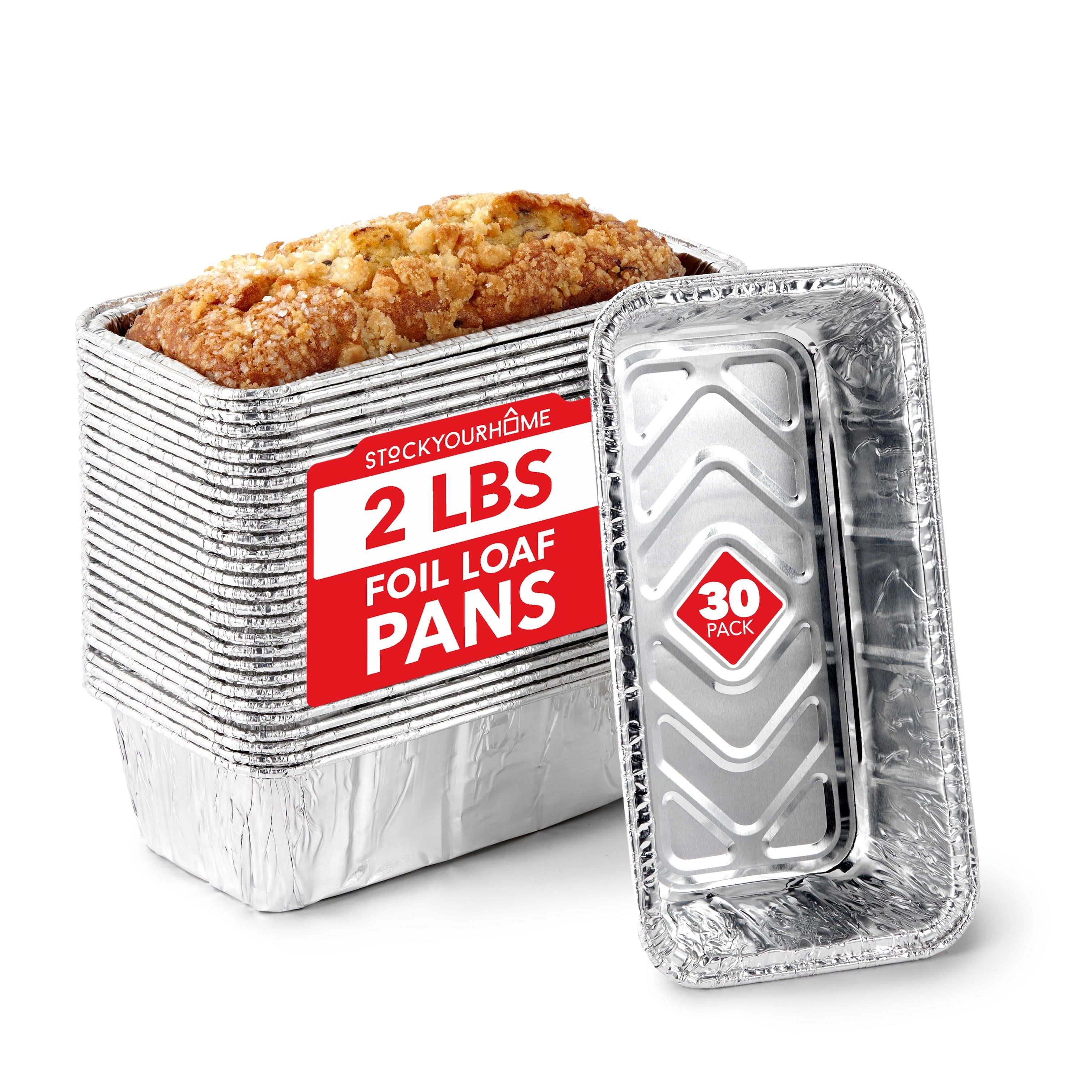 Rectangular Aluminum 2 lb Oven-Safe Loaf Pans, 30 Pack