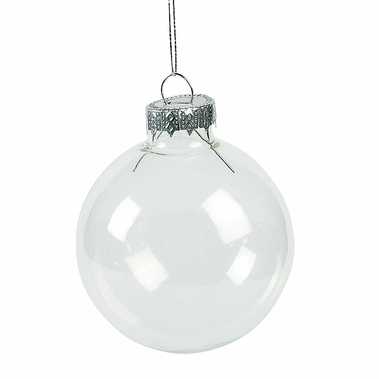 DIY Clear Glass Round Christmas Ornaments, 12 Pieces