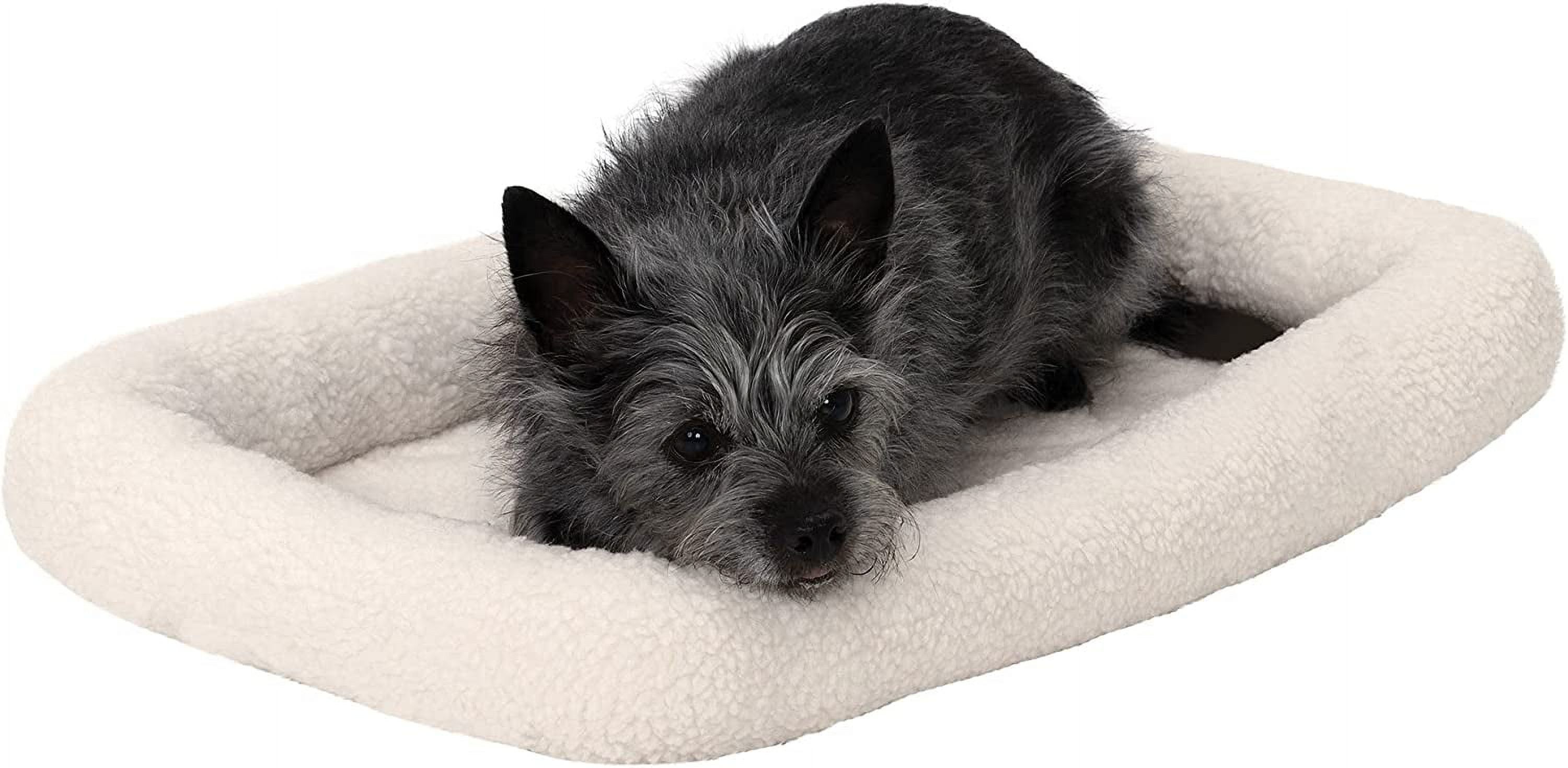 Cream Sherpa Fleece Bolster Crate Pad for Extra Small Pets