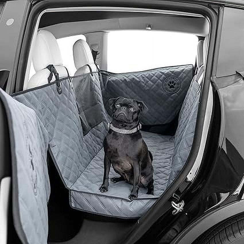 Gray Medium Waterproof Dog Car Seat Cover with Door Protection