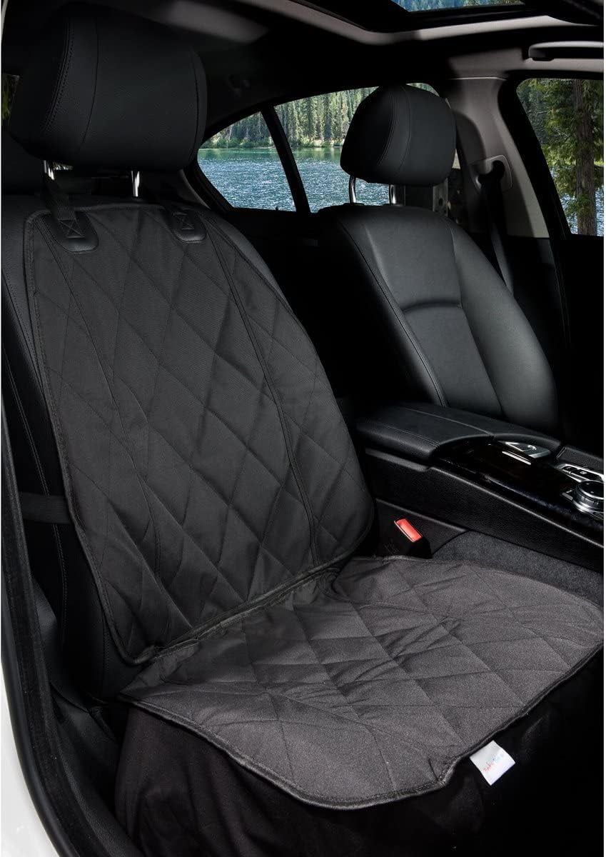 Black Quilted Waterproof Front Seat Cover for Small Breeds