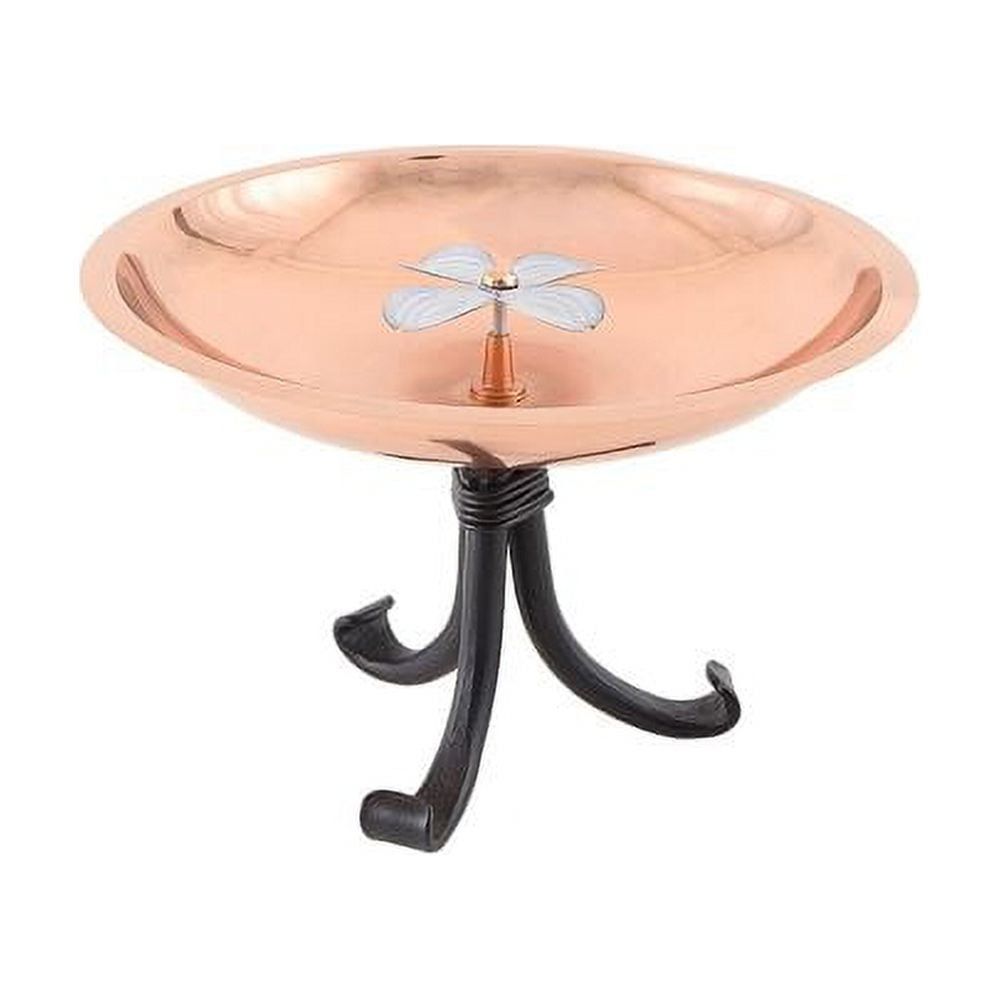 Copper and Black Metal Dogwood Birdbath with Tripod Stand