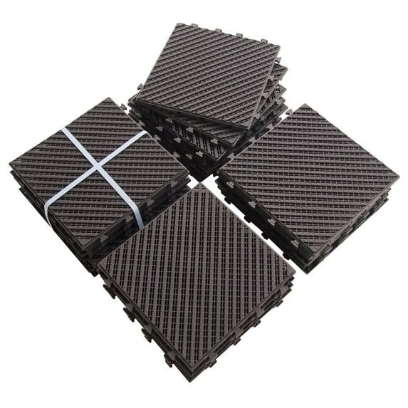 Dark Brown 12" x 12" Plastic Interlocking Deck Tiles, 27 Pieces