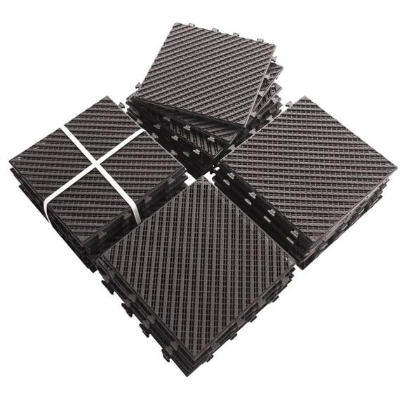 Dark Brown 12"x12" Interlocking Plastic Deck Tiles, 44 Pieces