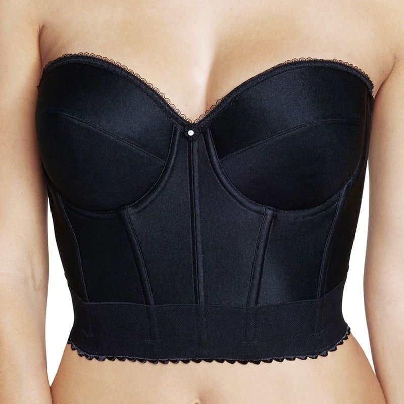 Noemi Black Strapless Bustier Bra with Sweetheart Neckline - Size 42F