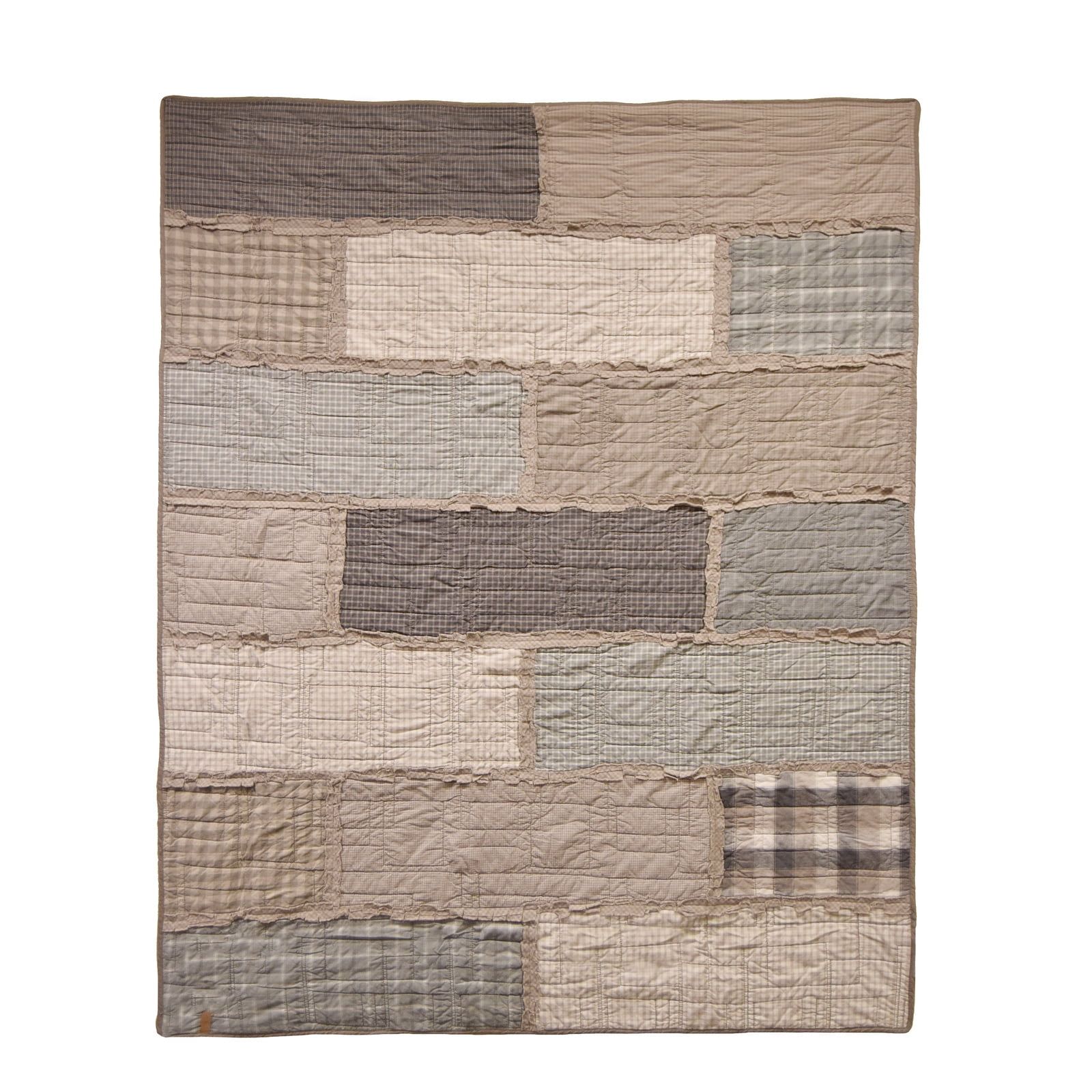 Classic Geometric Cotton Throw in Taupe, Ivory, and Grey - 60"x50"