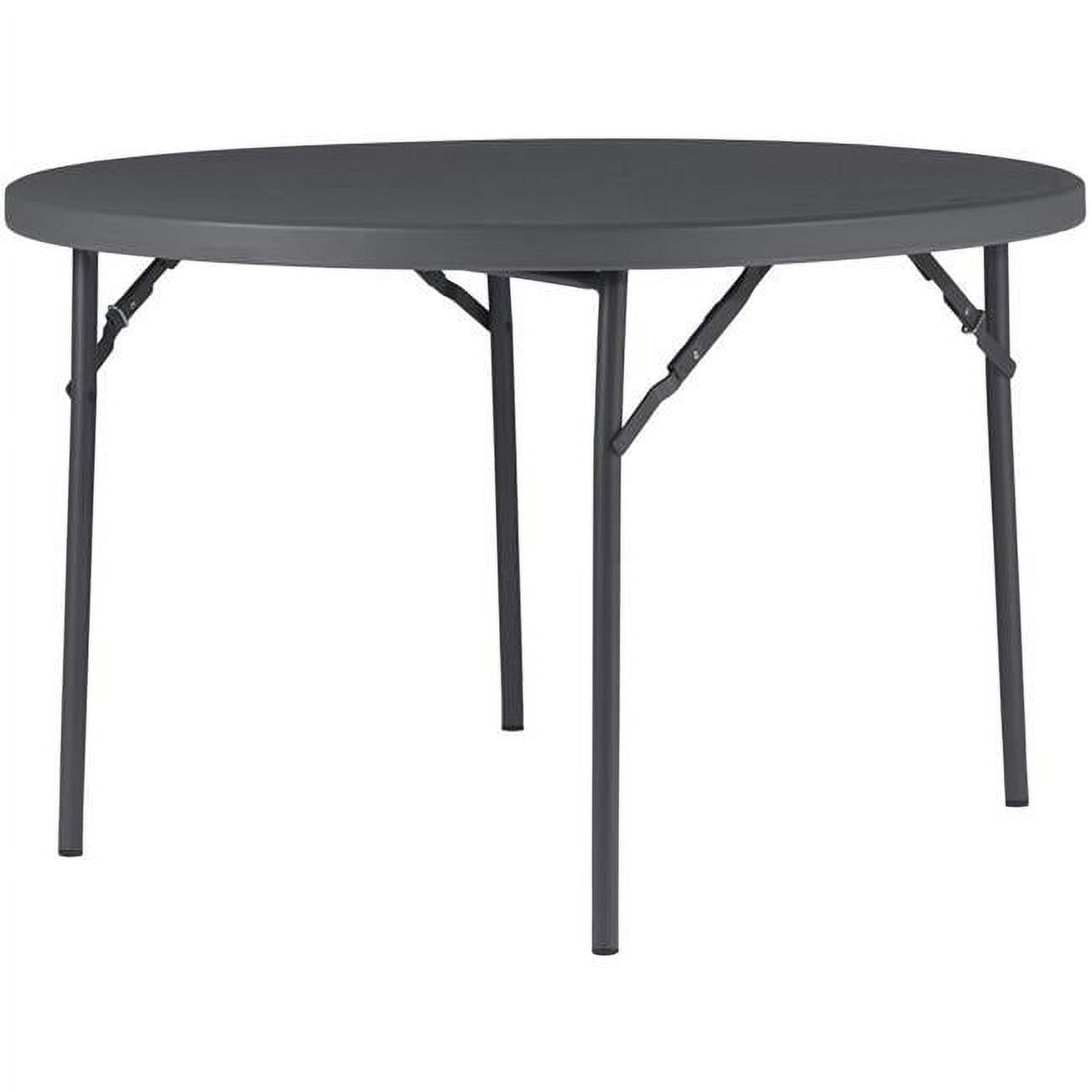 48'' Black HDPE Round Folding Table with Metal Legs