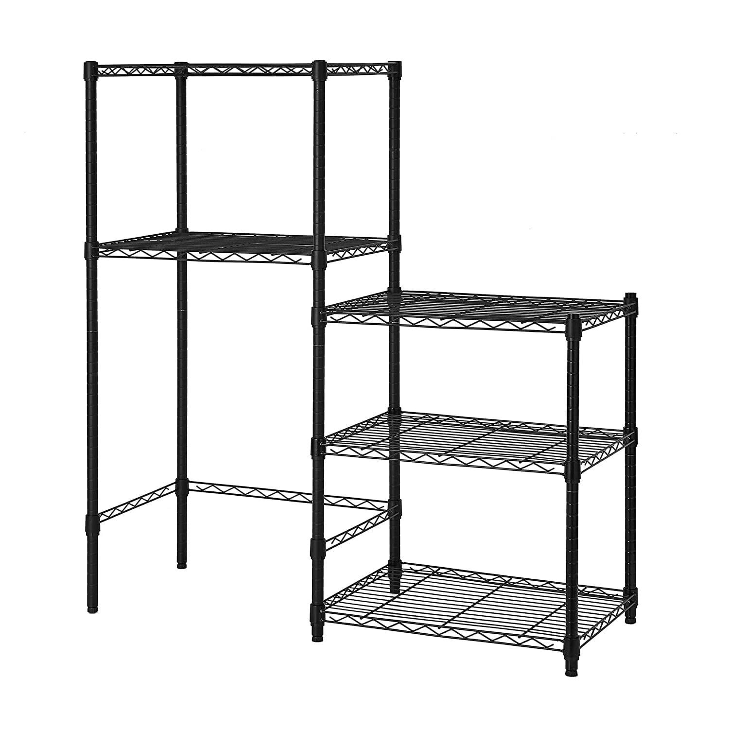 Compact Black Metal Over-Fridge Storage Shelving Unit