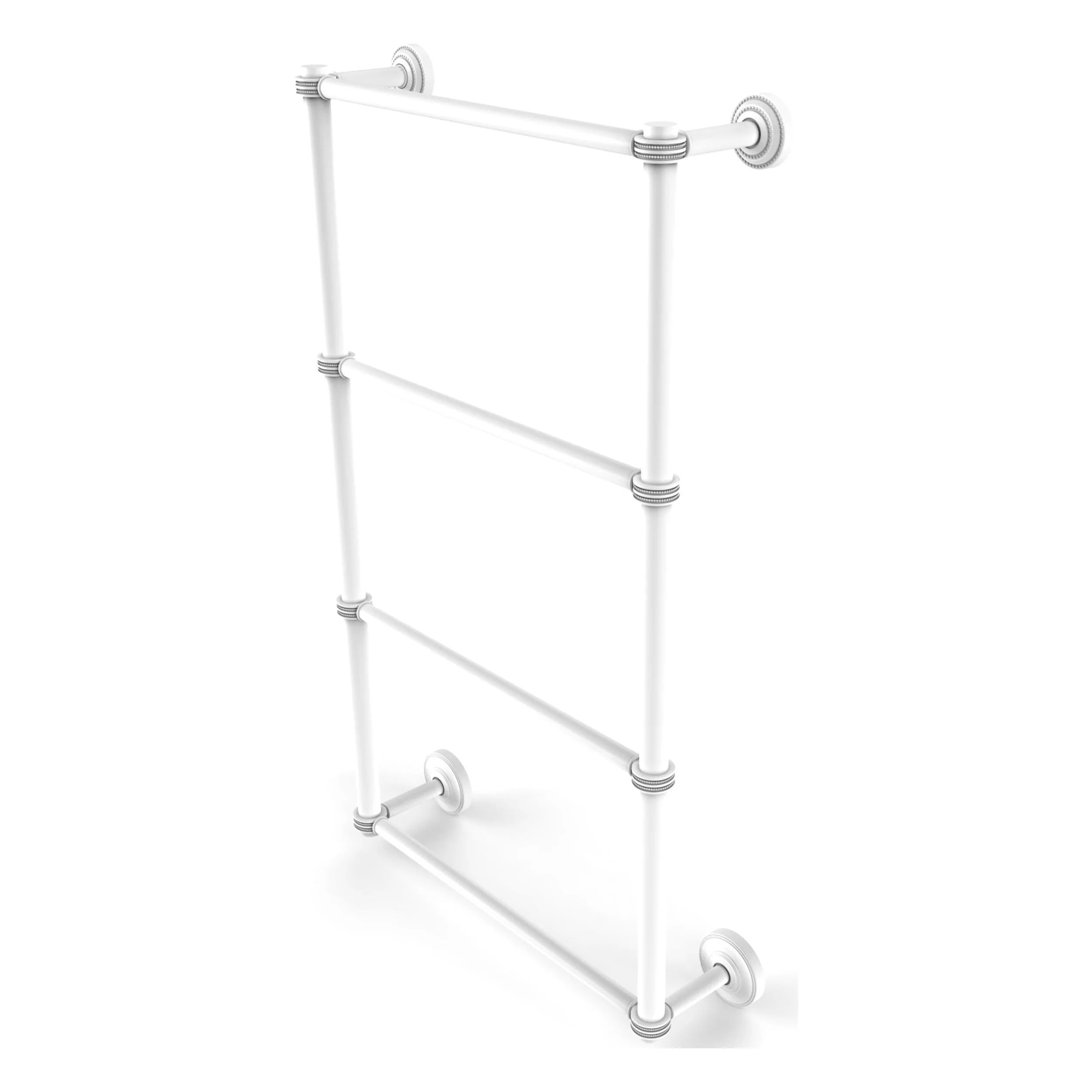 Matte White 30" Brass Ladder Towel Bar with Dotted Accents