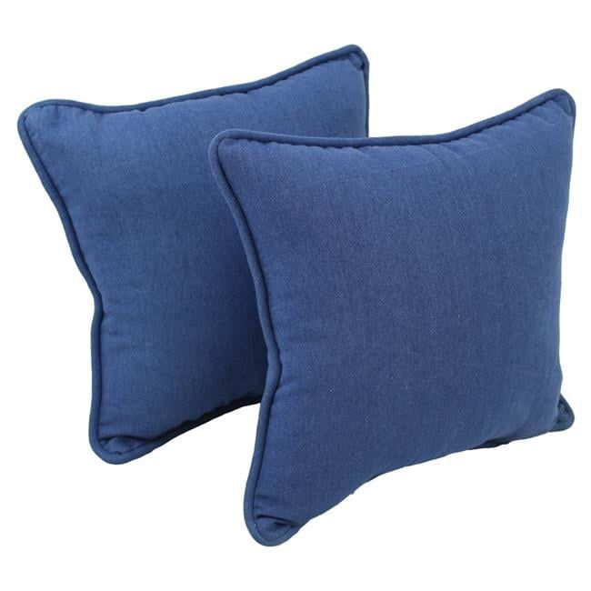 Denim Blue Double-Corded Square Throw Pillows, Set of 2