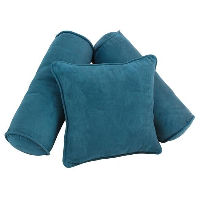 Teal Microsuede Double-Corded Throw Pillow Set with Inserts, 3-Piece