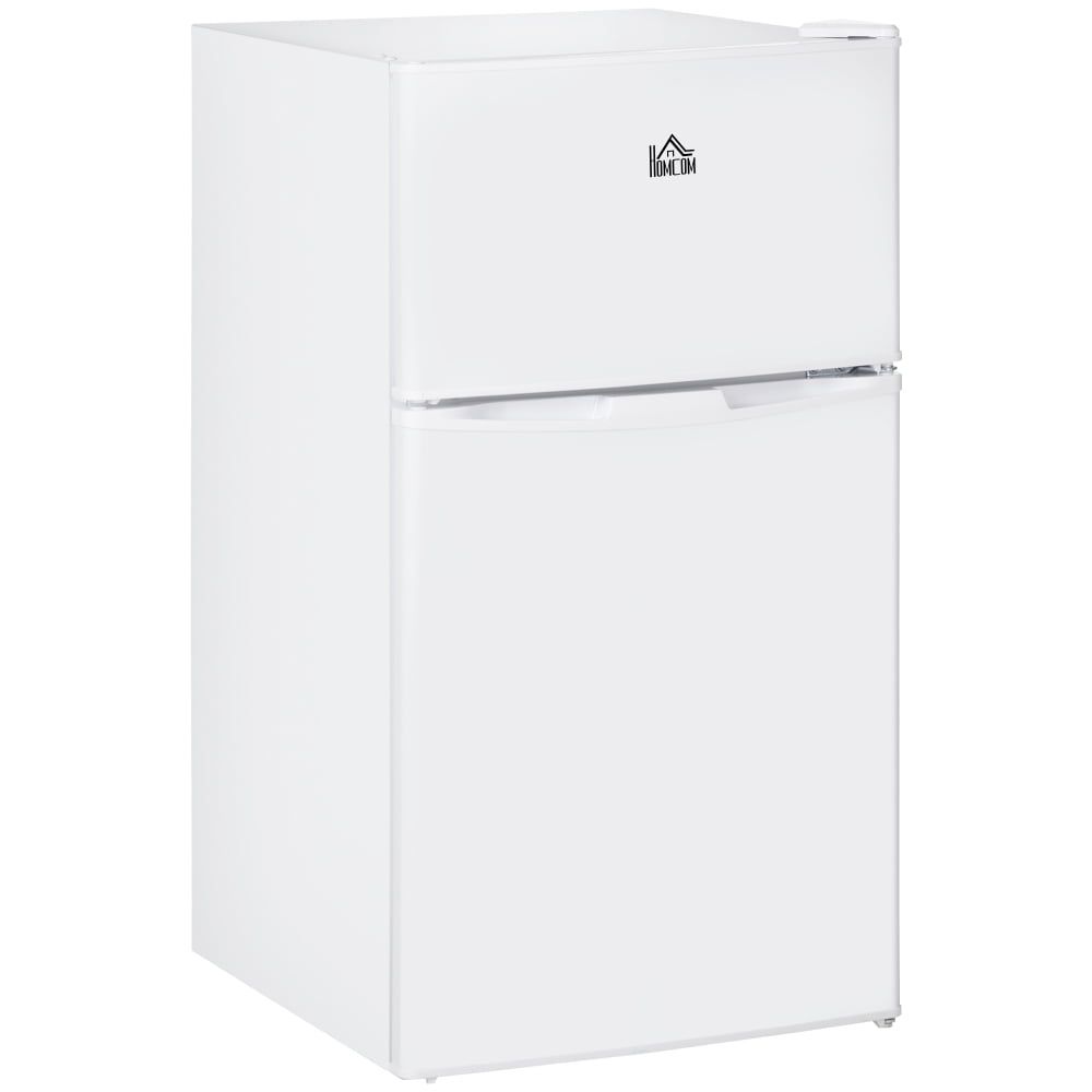 Compact White Double Door Mini Fridge with Freezer