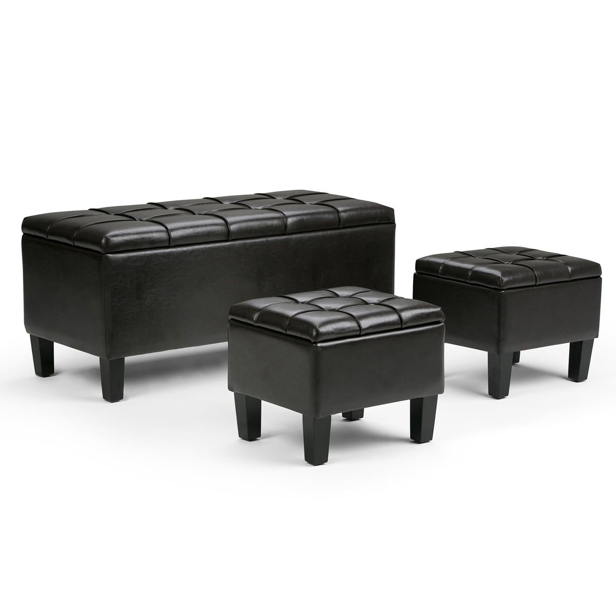 Stone Gray Contemporary Tufted 3-Piece Ottoman Set