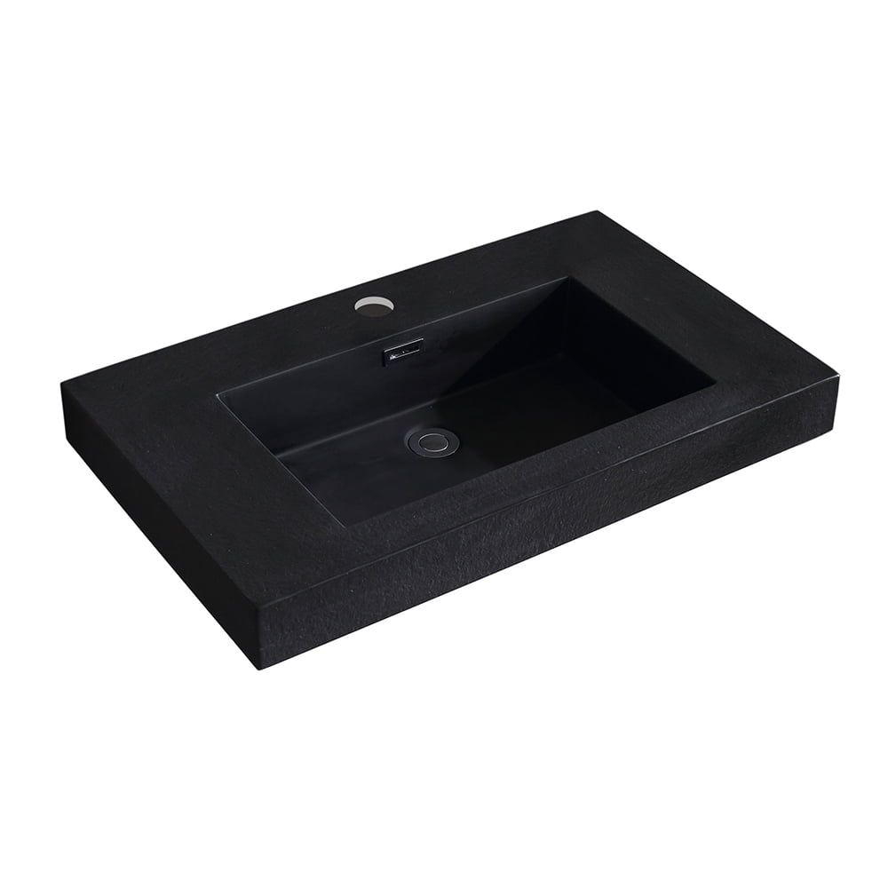 Dowell 30" Black Resin Double Freestanding Bathroom Basin